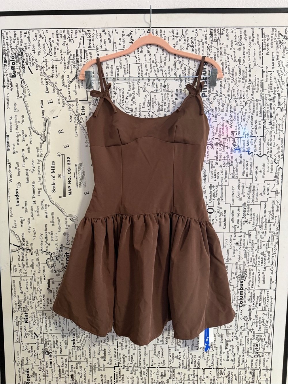 Cider Brown Mini Dress with Spaghetti Straps